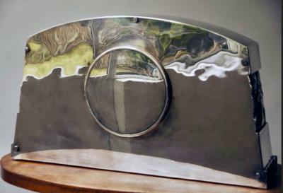 French Art Deco Silvered Bronze Mantle Clock by C Terras 1925