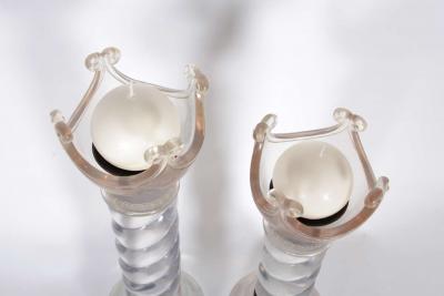 French Art Deco Solid Lucite Spiral Candlesticks