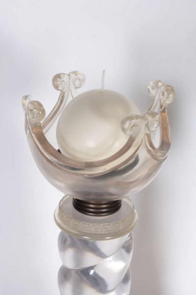 French Art Deco Solid Lucite Spiral Candlesticks