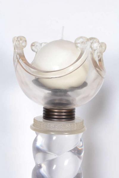 French Art Deco Solid Lucite Spiral Candlesticks