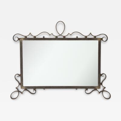 French Art Deco Steel Scrolled Wall Mirror France circa 1940