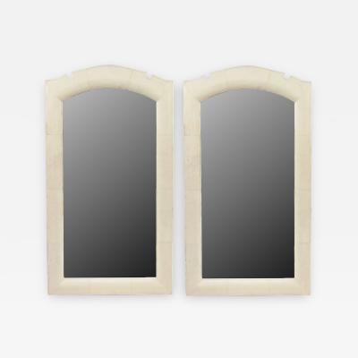 French Art Deco Style Beige Shagreen Wall Mirrors