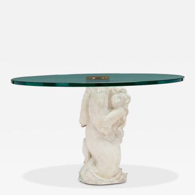 French Art Deco Style Carved Sandstone Side Table