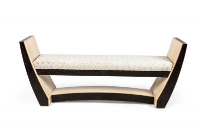 French Art Deco Style Custom Wooden Upholstered Bench