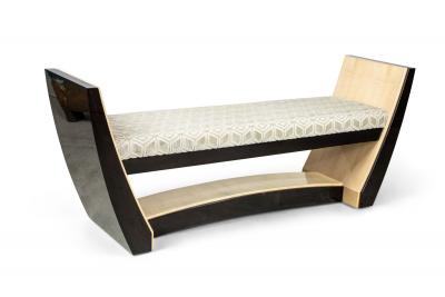 French Art Deco Style Custom Wooden Upholstered Bench