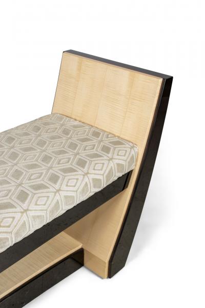 French Art Deco Style Custom Wooden Upholstered Bench