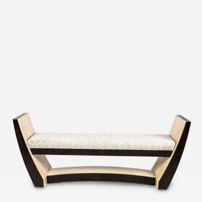 French Art Deco Style Custom Wooden Upholstered Bench