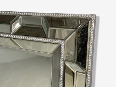 French Art Deco Style Large Wall Mirrors Antiqued Glass Silver Leaf Wood