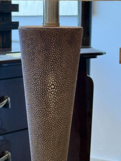French Art Deco Style Shagreen and Nickel Table Lamp