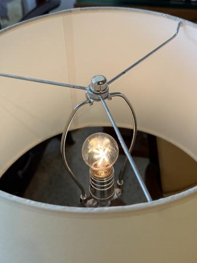 French Art Deco Style Shagreen and Nickel Table Lamp