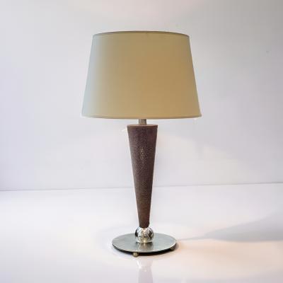 French Art Deco Style Shagreen and Nickel Table Lamp