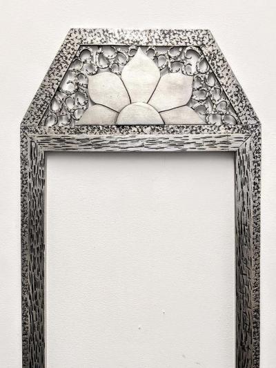 French Art Deco Sunflower Wrought Iron Mirror