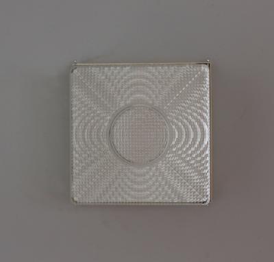 French Art Deco Textured Glass Flush Mount with a Painted Metal Frame