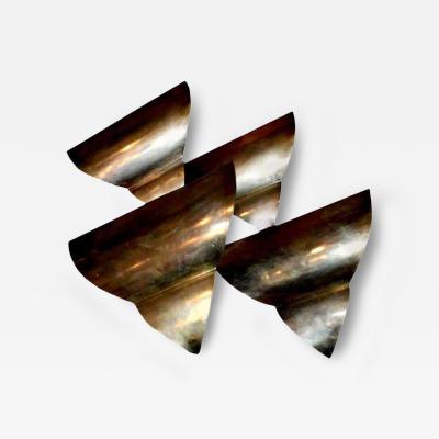French Art Deco Triangular Form Steel Sconces Set of Four