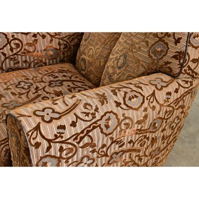 French Art Deco Upholstered Armchair and Ottoman
