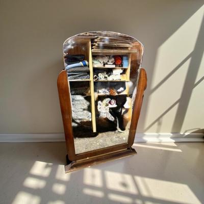 French Art Deco Vanity Mirror with Sculptural Silhouette circa 1930s