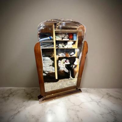 French Art Deco Vanity Mirror with Sculptural Silhouette circa 1930s