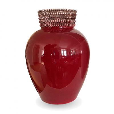 French Art Deco Vases in Rose and Berry Hued Glazes