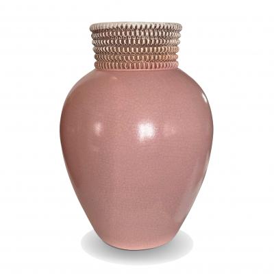 French Art Deco Vases in Rose and Berry Hued Glazes