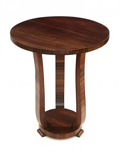 French Art Deco Walnut Circular Tripod Occasional Table