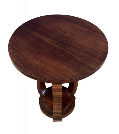 French Art Deco Walnut Circular Tripod Occasional Table