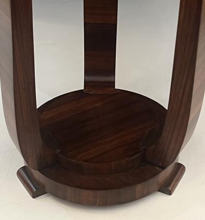 French Art Deco Walnut Circular Tripod Occasional Table