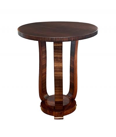 French Art Deco Walnut Circular Tripod Occasional Table