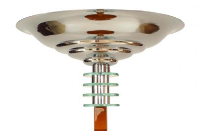 French Art Deco Walnut Floor Lamp With Shelves