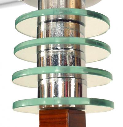 French Art Deco Walnut Floor Lamp With Shelves