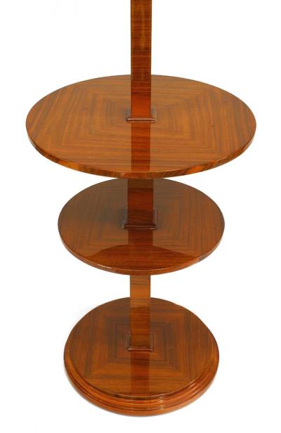 French Art Deco Walnut Floor Lamp With Shelves