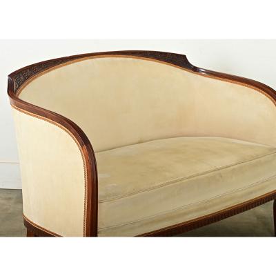French Art Deco Walnut Upholstered Settee