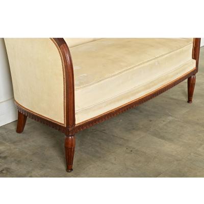 French Art Deco Walnut Upholstered Settee