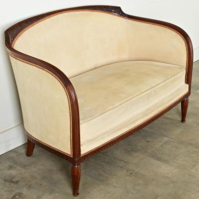 French Art Deco Walnut Upholstered Settee