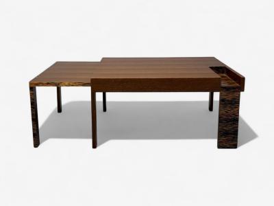 French Art Deco Wood Palm Veneer Expandable Coffee Table France 1960s