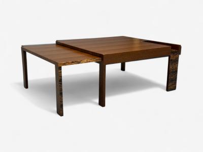 French Art Deco Wood Palm Veneer Expandable Coffee Table France 1960s