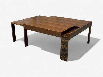 French Art Deco Wood Palm Veneer Expandable Coffee Table France 1960s