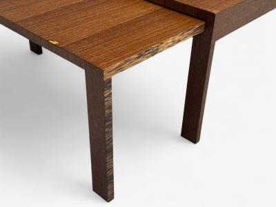 French Art Deco Wood Palm Veneer Expandable Coffee Table France 1960s