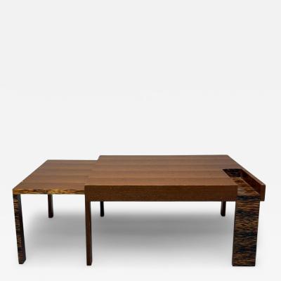 French Art Deco Wood Palm Veneer Expandable Coffee Table France 1960s