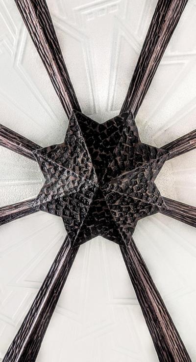 French Art Deco Wrought Iron Chandelier