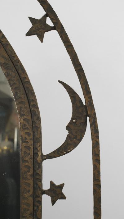 French Art Deco Wrought Iron Cheval Mirror