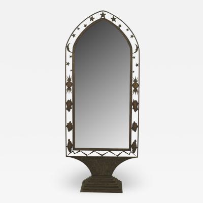 French Art Deco Wrought Iron Cheval Mirror