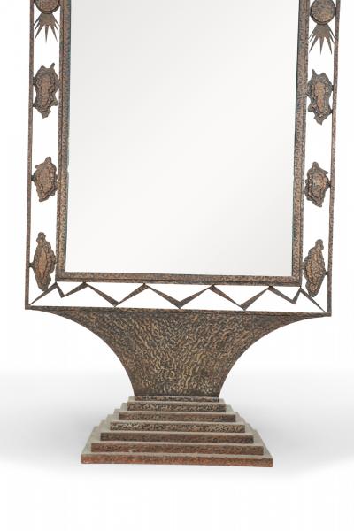 French Art Deco Wrought Iron Cheval Mirror
