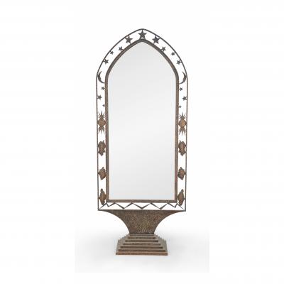 French Art Deco Wrought Iron Cheval Mirror