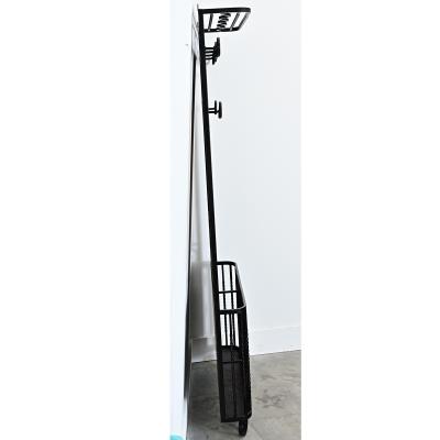 French Art Deco Wrought Iron Hall Tree with Mirror