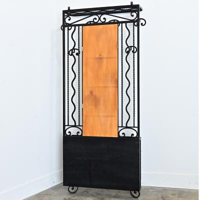 French Art Deco Wrought Iron Hall Tree with Mirror