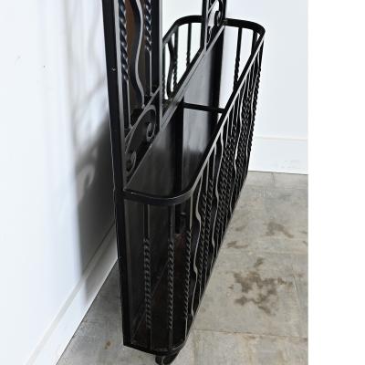 French Art Deco Wrought Iron Hall Tree with Mirror