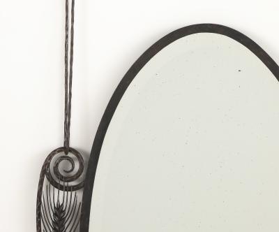 French Art Deco Wrought Iron Wall Mirror circa 1930
