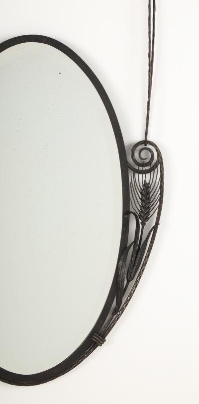 French Art Deco Wrought Iron Wall Mirror circa 1930