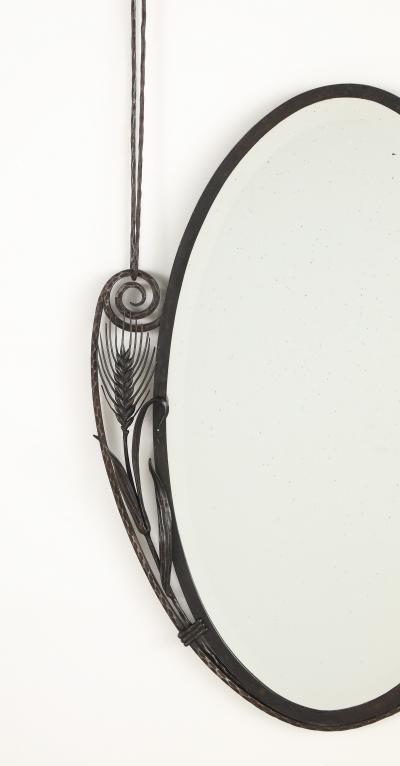 French Art Deco Wrought Iron Wall Mirror circa 1930
