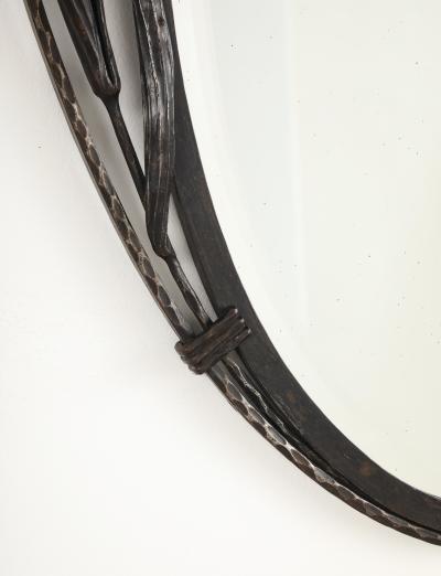French Art Deco Wrought Iron Wall Mirror circa 1930